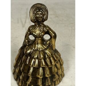Victorian Lady w/ Bonnet Brass Bell Full Dress Vintage Made in‎ England